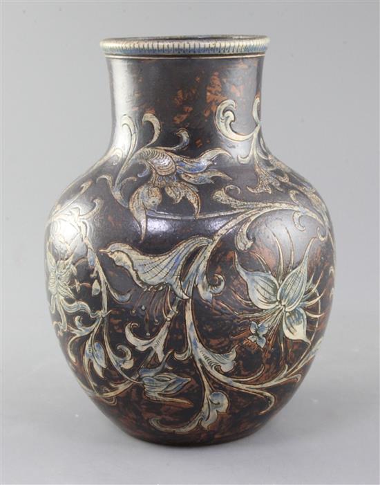 A Martin Brothers stoneware vase, c.1894, height 22.5cm
